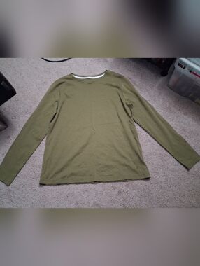 Isaacmizrahilive Medium Olive Pima Cotton Long Sleeve